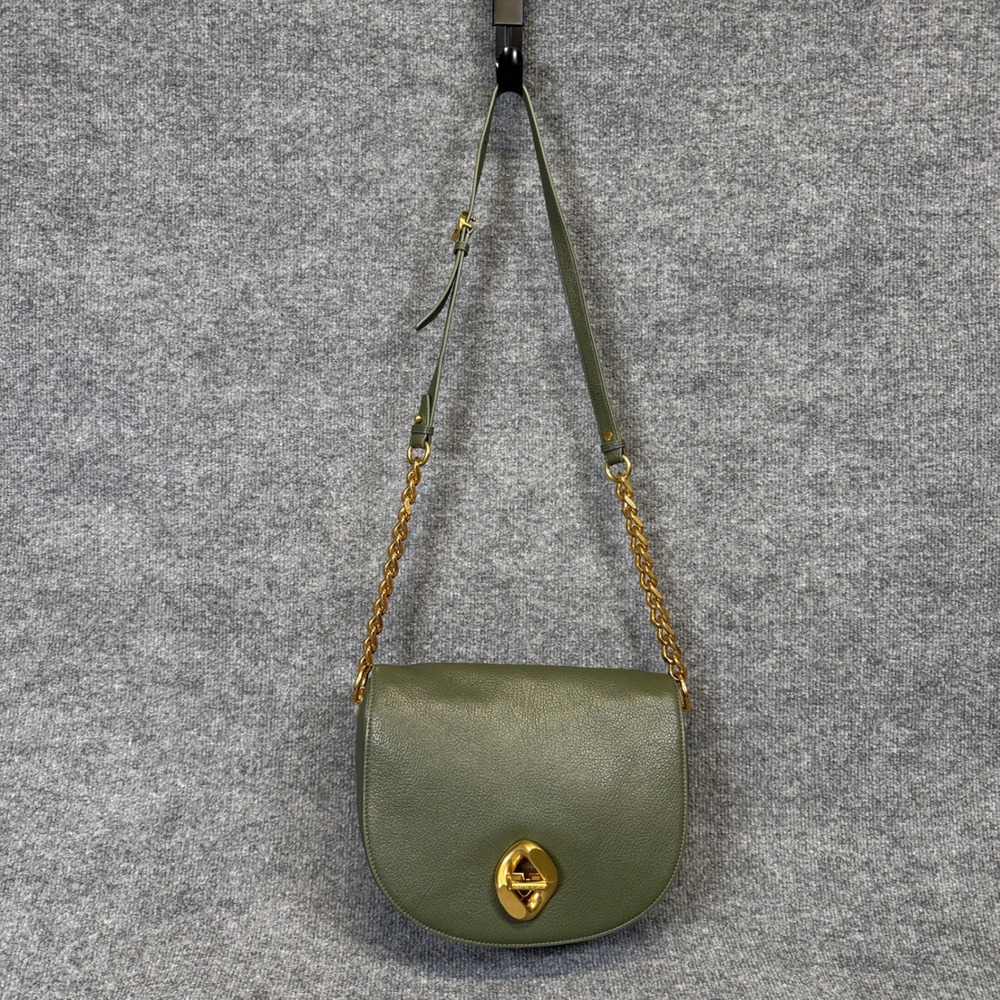 Rebecca Minkoff Large Saddle Purse Green Pebbled Leather Saddle Crossbody Bag